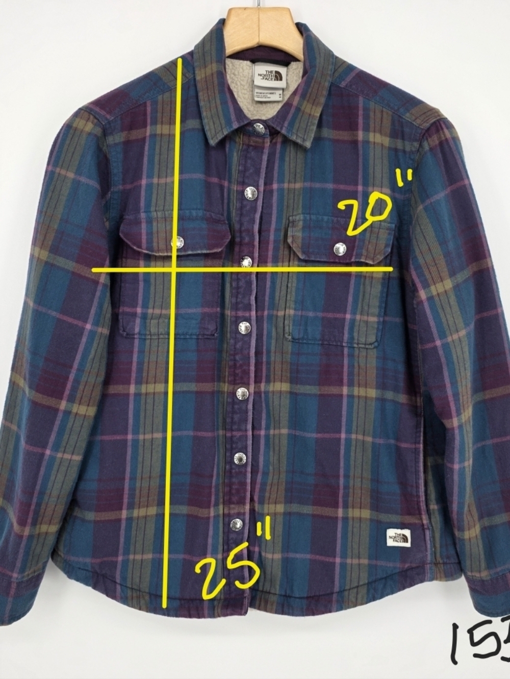 The North Face Women's Plaid Sherpa-Lined Shirt Jacket Size M Purple, Blue. - Picture 11 of 11